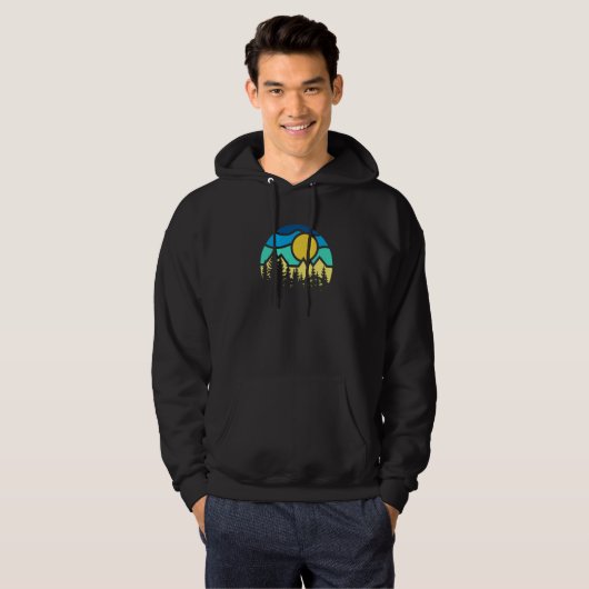 Retro Sun Minimalist Pine Tree Graphic Hoodie (Voorkant volledig)