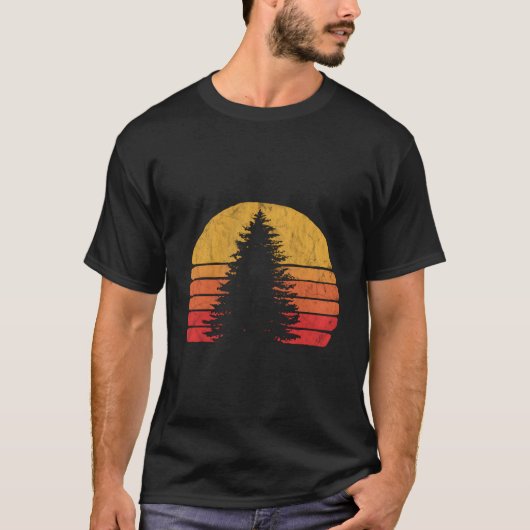 Retro Sun Minimalistisch dennenboomontwerp - Graph T-shirt (Voorkant)