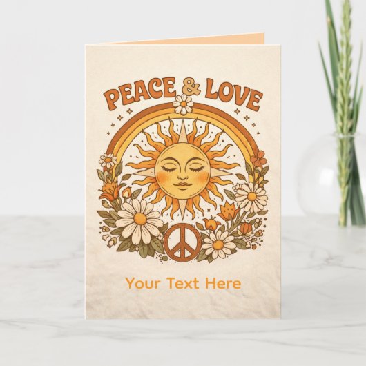 Retro Sun Peace and Love Art Card Kaart (Voorkant)