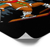 Retro Sun Peperkoek Man Skiën Santa Hoed Kerstmis Poster (Hoek)