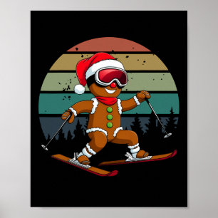 Retro Sun Peperkoek Man Skiën Santa Hoed Kerstmis Poster