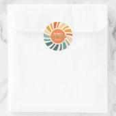 Retro  Sun Rainbow Baby shower Dank u Ronde Sticker (Tas)