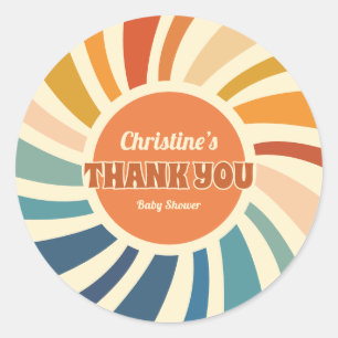 Retro  Sun Rainbow Baby shower Dank u Ronde Sticker