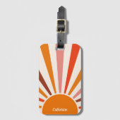 Retro Sun Rays barst zonnesodig Oranje midden eeuw Bagagelabel (Voorkant (verticaal))