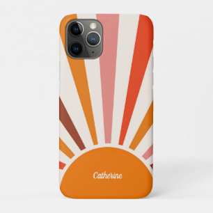 Retro Sun Rays barst zonnesodig Oranje midden eeuw Case-Mate iPhone Case