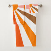 Retro Sun Rays blaast Zonnehard Oranje Geel Rood Bad Handdoek (Insitu)