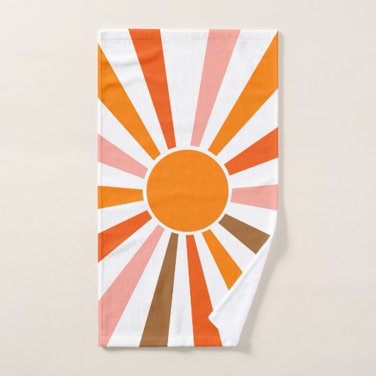 Retro Sun Rays blaast Zonnehard Oranje Geel Rood Bad Handdoek (Handdoek)