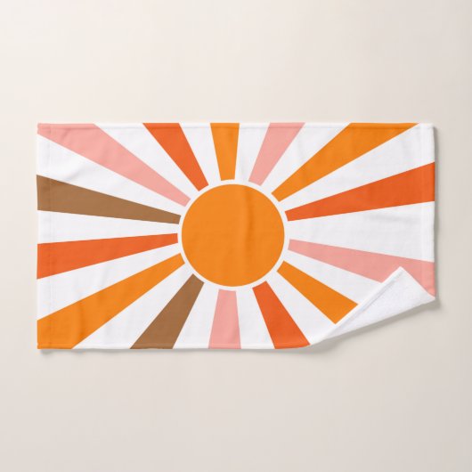 Retro Sun Rays blaast Zonnehard Oranje Geel Rood Bad Handdoek (Handdoek)