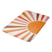 Retro Sun Rays blaast Zonnehard Oranje Geel Rood Badmat (Gekanteld)
