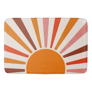 Retro Sun Rays blaast Zonnehard Oranje Geel Rood Badmat