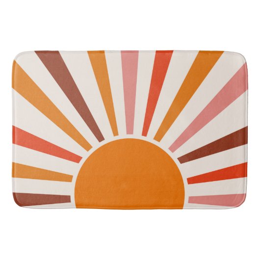 Retro Sun Rays blaast Zonnehard Oranje Geel Rood Badmat (Voorkant)