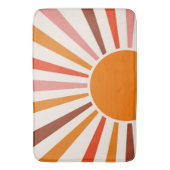 Retro Sun Rays blaast Zonnehard Oranje Geel Rood Badmat (Voorkant Verticaal)
