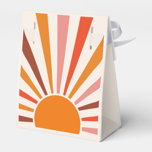 Retro Sun Rays blaast Zonnehard Oranje Geel Rood Bedankdoosjes (Achterkant)