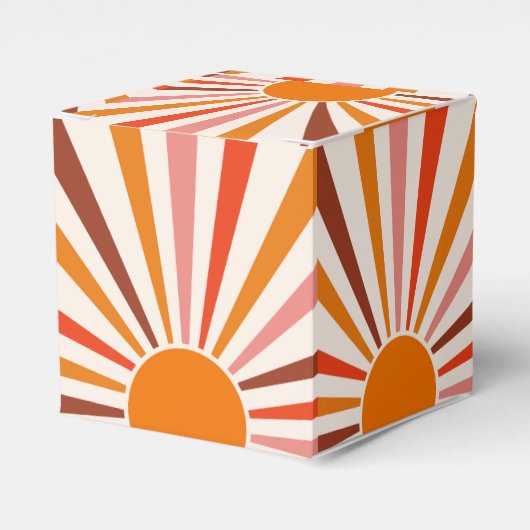 Retro Sun Rays blaast Zonnehard Oranje Geel Rood Bedankdoosjes (Voorkant Zijde)