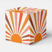 Retro Sun Rays blaast Zonnehard Oranje Geel Rood Bedankdoosjes (Achterkant)