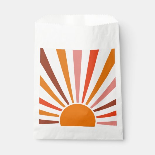 Retro Sun Rays blaast Zonnehard Oranje Geel Rood Bedankzakje (Voorkant)