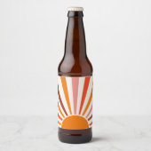 Retro Sun Rays blaast Zonnehard Oranje Geel Rood Bier Etiket (Voorkant)