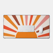 Retro Sun Rays blaast Zonnehard Oranje Geel Rood Bureaumat (Keyboard & Muis)