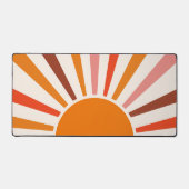 Retro Sun Rays blaast Zonnehard Oranje Geel Rood Bureaumat (Voorkant)
