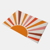 Retro Sun Rays blaast Zonnehard Oranje Geel Rood Deurmat (Schuin)