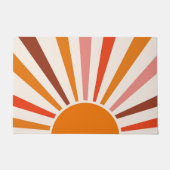 Retro Sun Rays blaast Zonnehard Oranje Geel Rood Deurmat (Voorkant)