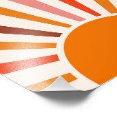 Retro Sun Rays blaast Zonnehard Oranje Geel Rood Foto Afdruk (Hoek)