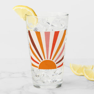 Retro Sun Rays blaast Zonnehard Oranje Geel Rood Glas