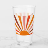 Retro Sun Rays blaast Zonnehard Oranje Geel Rood Glas (Voorkant)