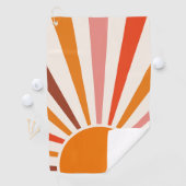 Retro Sun Rays blaast Zonnehard Oranje Geel Rood Golfhanddoek (Insitu)