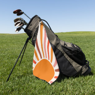 Retro Sun Rays blaast Zonnehard Oranje Geel Rood Golfhanddoek