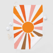 Retro Sun Rays blaast Zonnehard Oranje Geel Rood Golfhanddoek (Insitu)