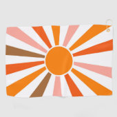 Retro Sun Rays blaast Zonnehard Oranje Geel Rood Golfhanddoek (Horizontaal)
