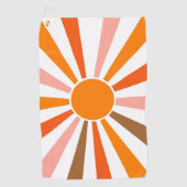Retro Sun Rays blaast Zonnehard Oranje Geel Rood Golfhanddoek (Voorkant)