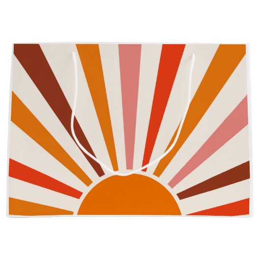 Retro Sun Rays blaast Zonnehard Oranje Geel Rood Groot Cadeauzakje (Voorkant)