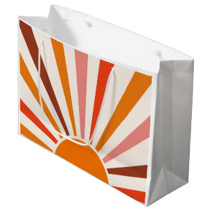 Retro Sun Rays blaast Zonnehard Oranje Geel Rood Groot Cadeauzakje