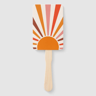 Retro Sun Rays blaast Zonnehard Oranje Geel Rood Handwaaier