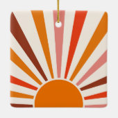 Retro Sun Rays blaast Zonnehard Oranje Geel Rood Keramisch Ornament (Achterkant)