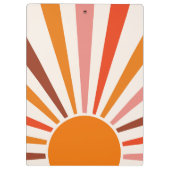Retro Sun Rays blaast Zonnehard Oranje Geel Rood Klembord (Achterkant)