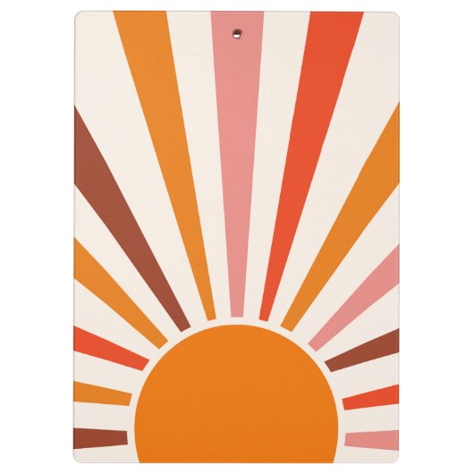 Retro Sun Rays blaast Zonnehard Oranje Geel Rood Klembord (Achterkant)