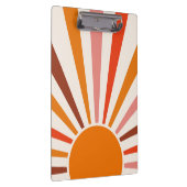Retro Sun Rays blaast Zonnehard Oranje Geel Rood Klembord (Rechts)