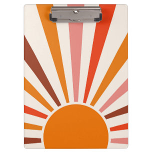 Retro Sun Rays blaast Zonnehard Oranje Geel Rood Klembord