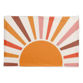 Retro Sun Rays blaast Zonnehard Oranje Geel Rood Kussensloop (Achterkant-Links)