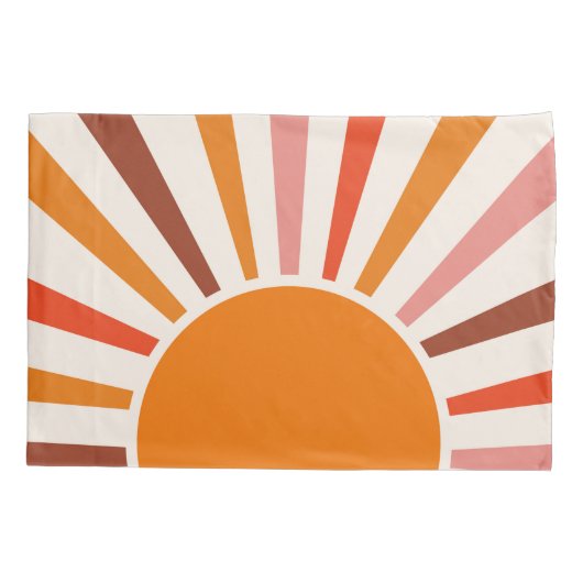 Retro Sun Rays blaast Zonnehard Oranje Geel Rood Kussensloop (Achterkant-Links)