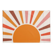 Retro Sun Rays blaast Zonnehard Oranje Geel Rood Kussensloop (Achterkant-Rechts)