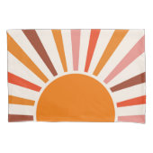 Retro Sun Rays blaast Zonnehard Oranje Geel Rood Kussensloop (Voorkant-Links)