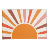 Retro Sun Rays blaast Zonnehard Oranje Geel Rood Kussensloop (Voorkant-Rechts)