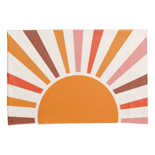 Retro Sun Rays blaast Zonnehard Oranje Geel Rood Kussensloop (Voorkant-Rechts)