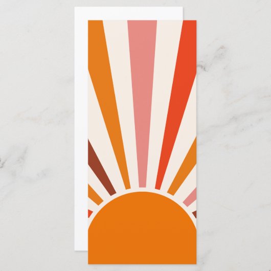 Retro Sun Rays blaast Zonnehard Oranje Geel Rood Menu (Voorkant / Achterkant)