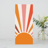 Retro Sun Rays blaast Zonnehard Oranje Geel Rood Menu (Staand voorkant)