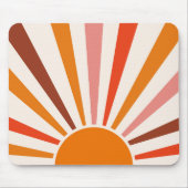 Retro Sun Rays blaast Zonnehard Oranje Geel Rood Muismat (Voorkant)